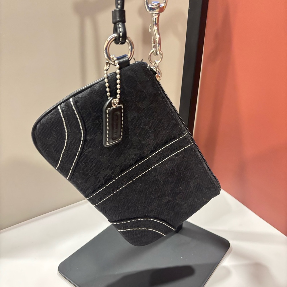 COACH Black Canvas Small C Signature Wristlet